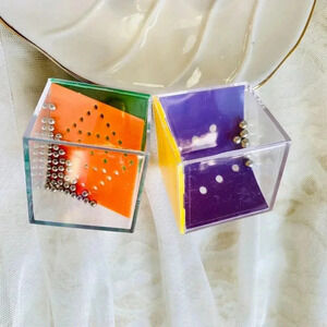 Vintage Colorful Handheld Arcade Travel Mini Game Set of TWO Play Cubes